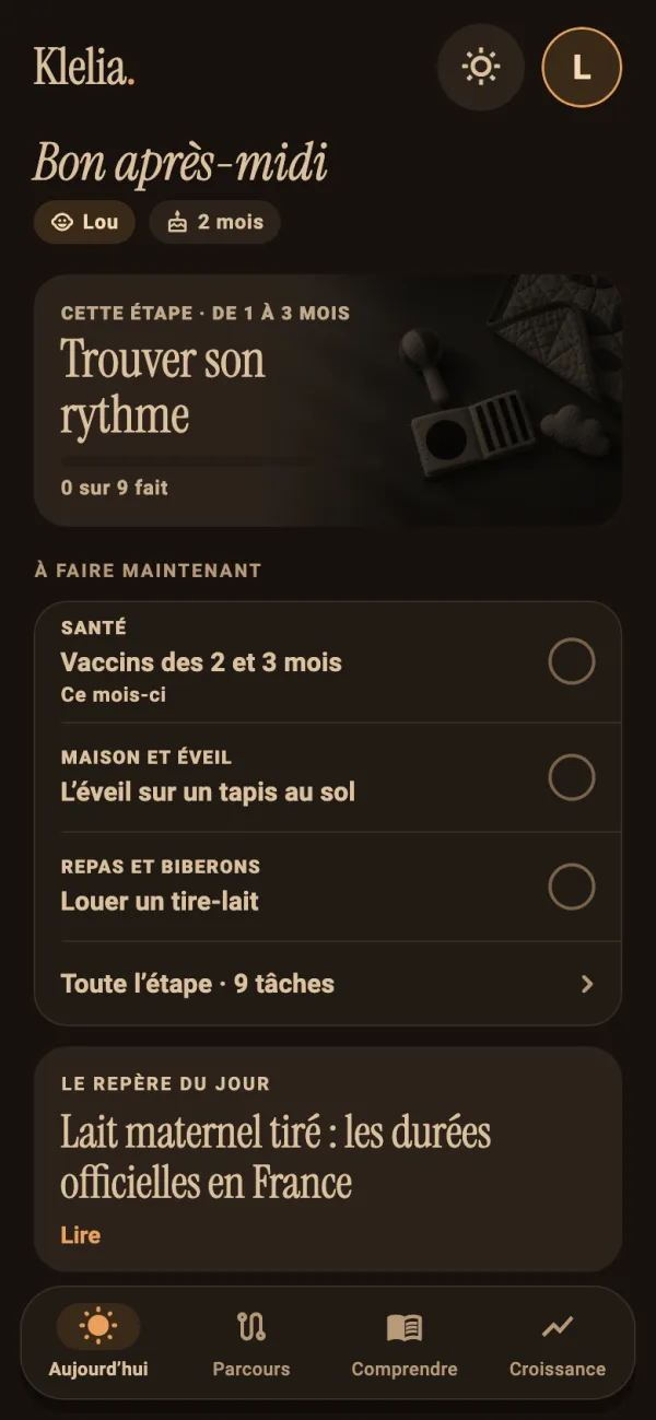 Accueil de Klelia dans le thème Veilleuse, ambre et sombre