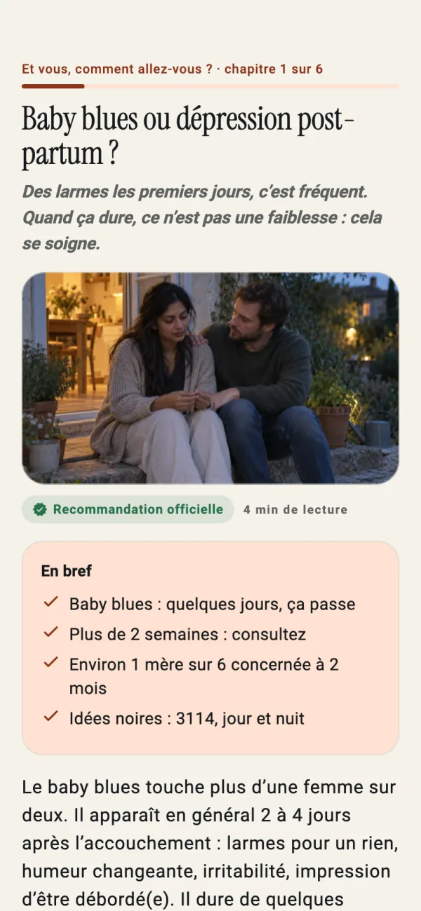 Chapitre sur le baby blues et la dépression post-partum