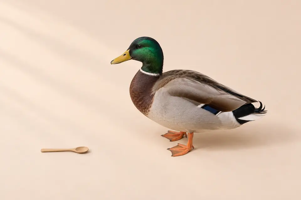 Canard près d’une petite cuillère en bois : la taille de bébé à 28 SA