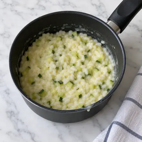Étape 3 : Poursuivez 12 à 15 minutes : le riz doit être très tendre et crémeux, un peu plus cuit que pour les grands.