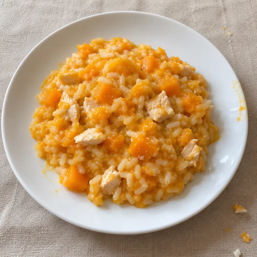 Risotto fondant au potimarron et poulet
