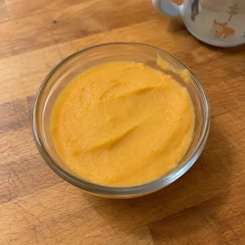 Purée de blanc de poireau et carotte au cabillaud