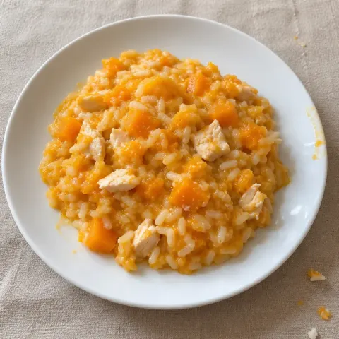 Risotto fondant au potimarron et poulet